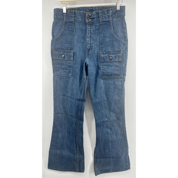 Vtg Levis Cargo Pocket Bell Bottoms 34/33 Front Thigh Pockets 1976? High Rise
